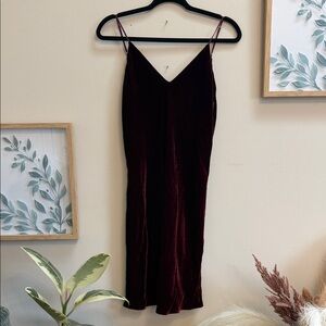 Lavender Brown Rich Burgundy Velvet Dress